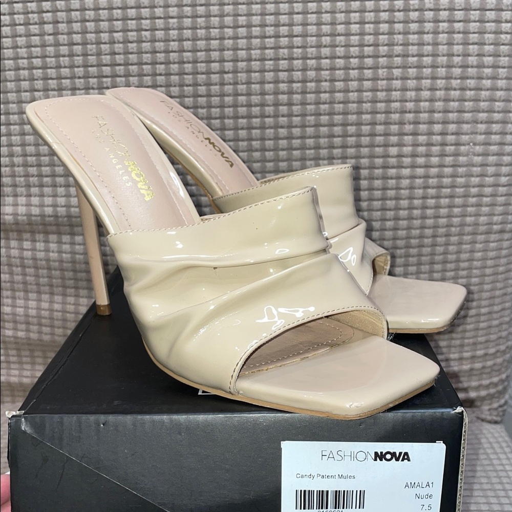 Fashion Nova Beige Patent Heels